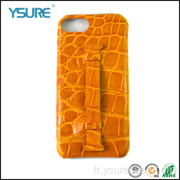 Étui en cuir authentique pour iPhone13 avec une peau de crocodile